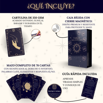 Baraja de Tarot para Principiantes PREMIUM – 78 Cartas con Significados en Español