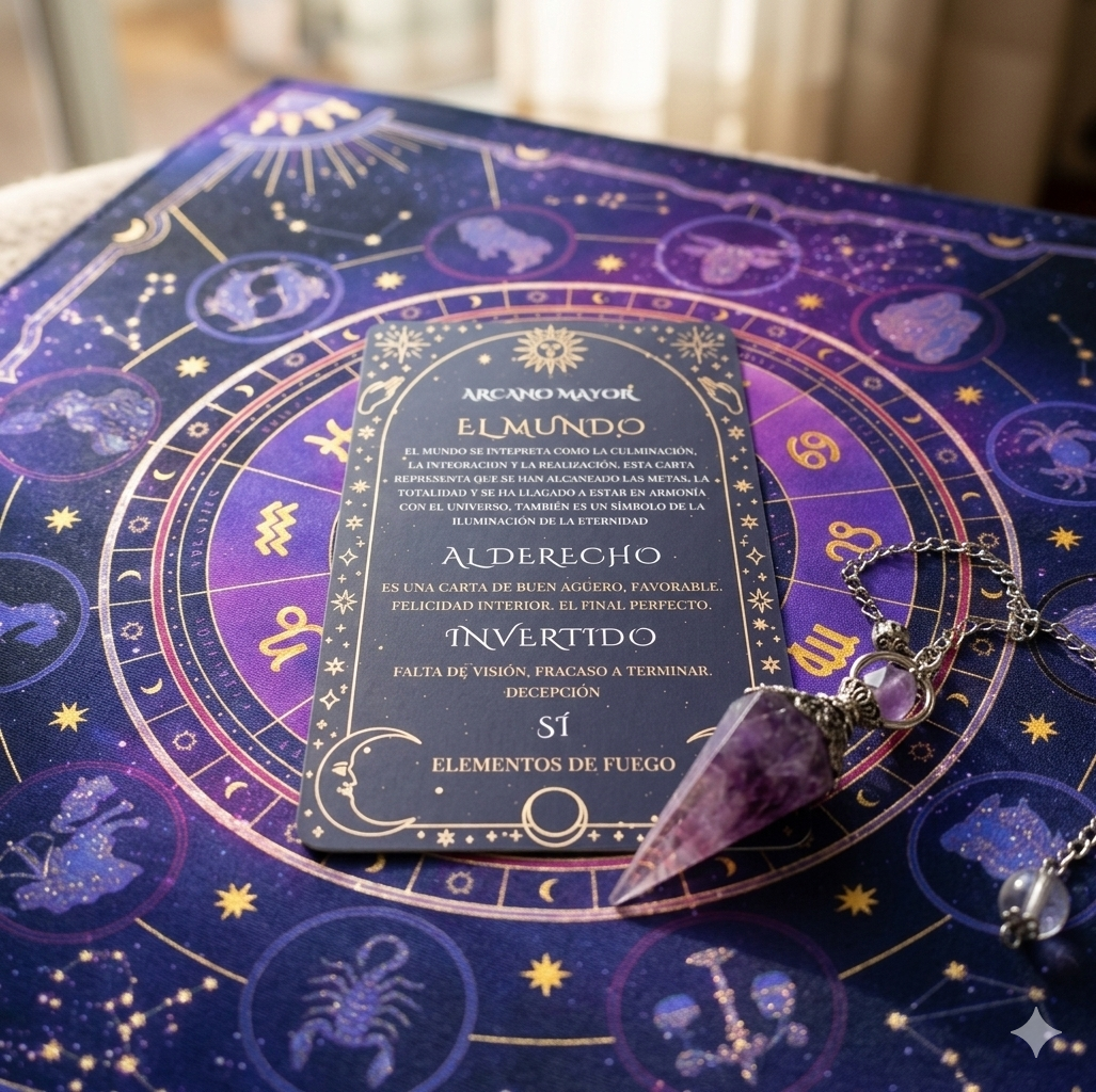 Kit Completo de Tarot para Principiantes: Baraja EcoArcano, Tapete Zodiacal y Péndulo de Radiestesia
